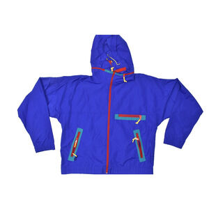 Vintage Sierra Designs Men's Blue Nylon Anorak Jacket Hooded Pullover Size XL